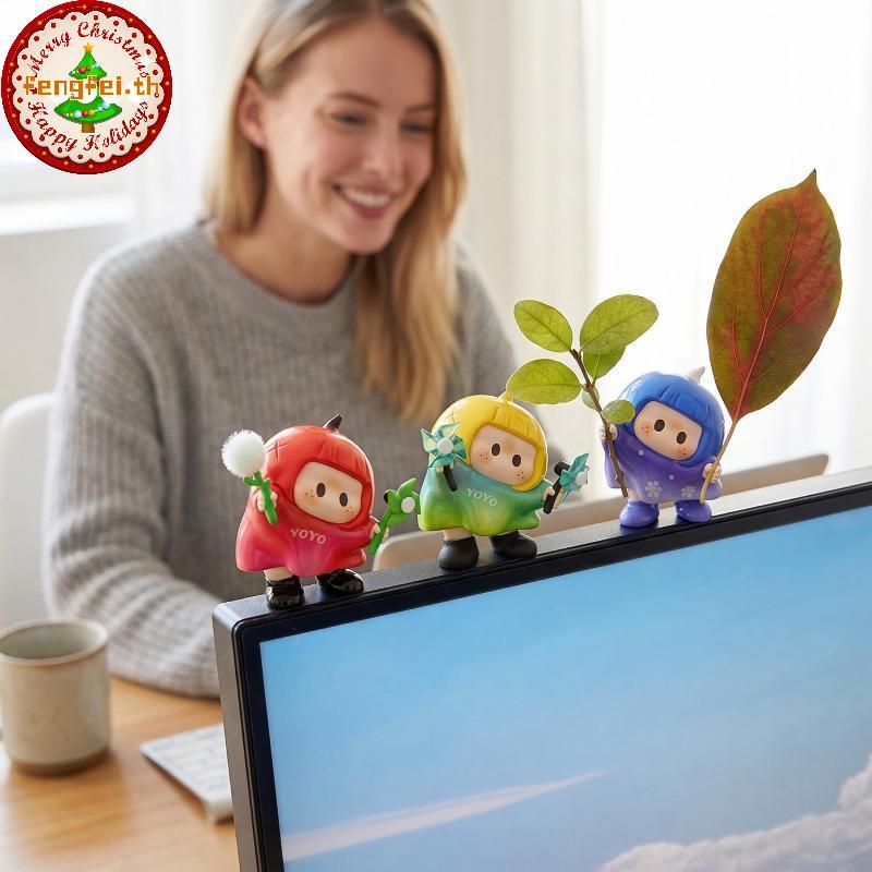 FENGFEI Yoyo Tilted Head ตุ๊กตาน่ารักการ์ตูนโต๊ะ Figurine Collectible Home Office Desktop Decor ของข