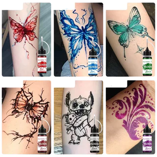 DZB HOME [พร้อมส่ง] ชุดหมึกสัก Tattoo ชั่วคราว กันน้ำ ติดทนนาน 7-15 วัน มีให้เลือกหลายสี สวยง่ายไม่ต้องเจ็บตัว