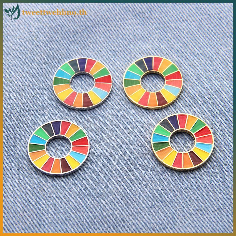 Tweettwehno Enamal 17 สี Sustainable Development Goals เข็มกลัด United Nations SDGs Pin TH