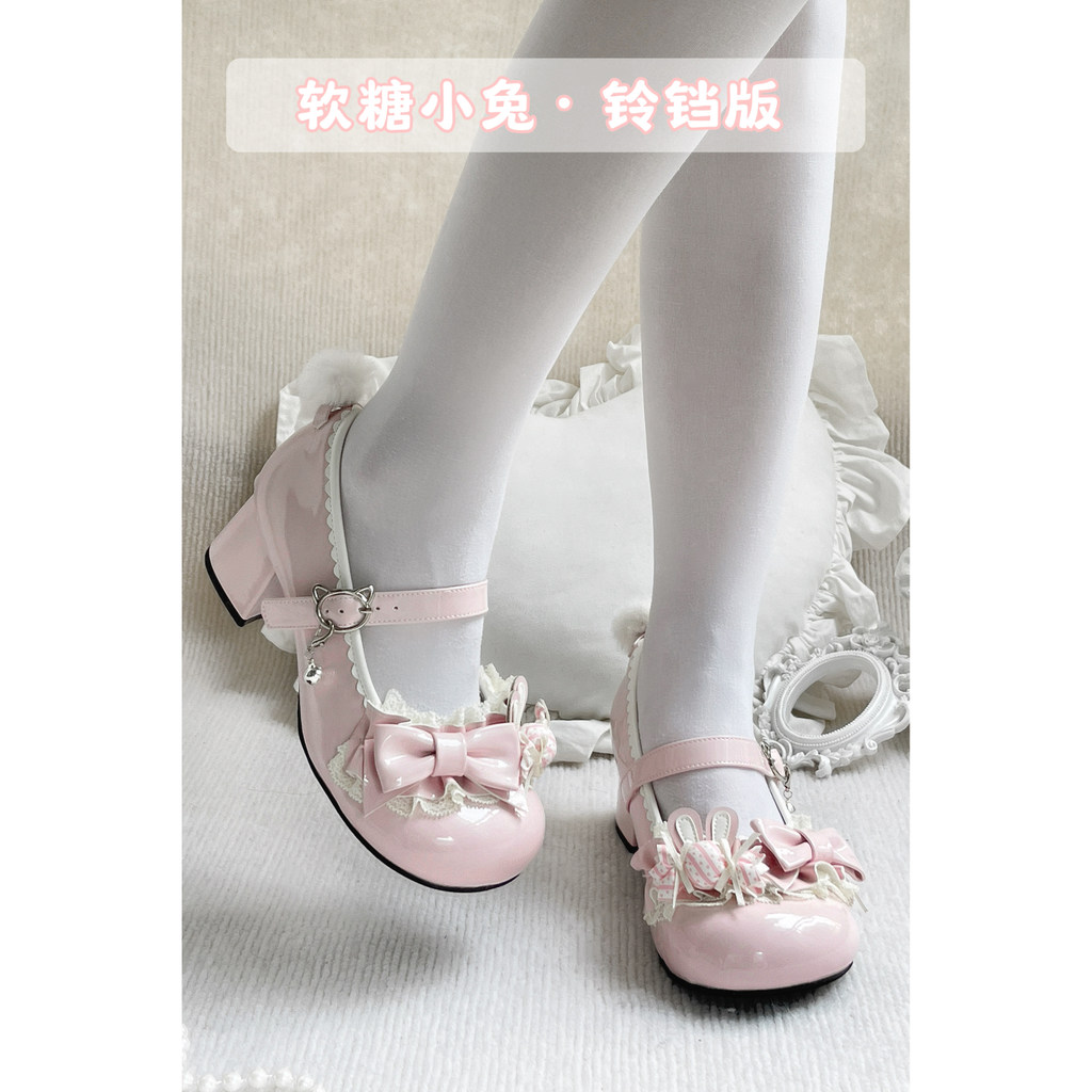 ((รุ่น A Group Bell) รุ่น Gummy Bunny Tiger Luru Original lolita รองเท้าโลลิต้าส้นกลางน่ารักรองเท้าห