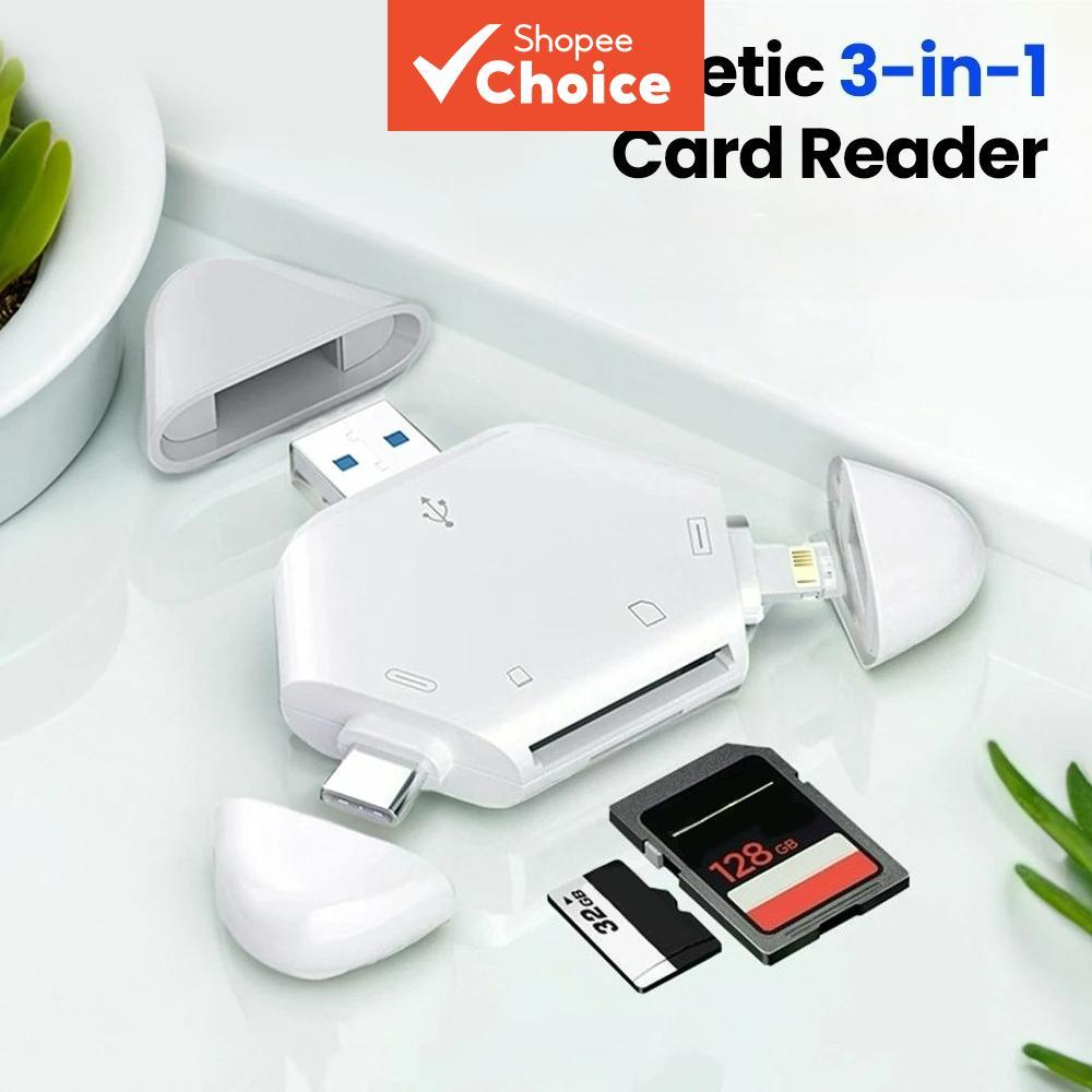 เครื่องอ่านการ์ด Usb 20 3 ใน 1 สําหรับ Sd Tf Iphone กล้องแล็ปท็อป Android
