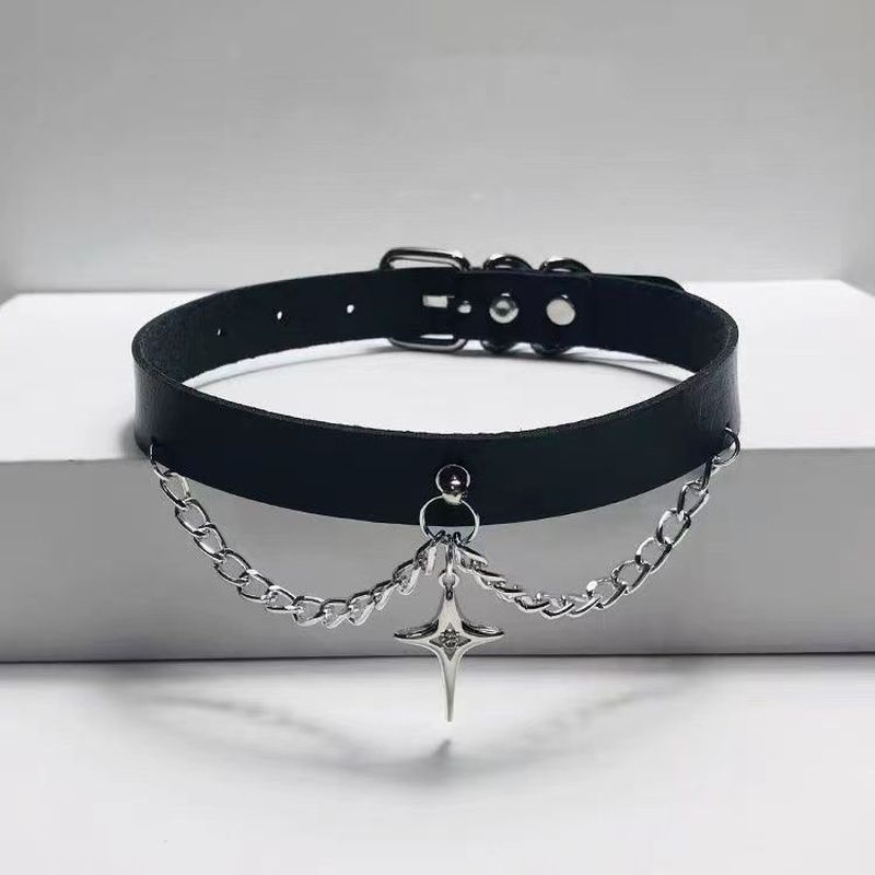 Dark Punk Four-pointed Star Collar choker Cross Hot Girl Necklace Retro Collarbone Necklace Gothic H