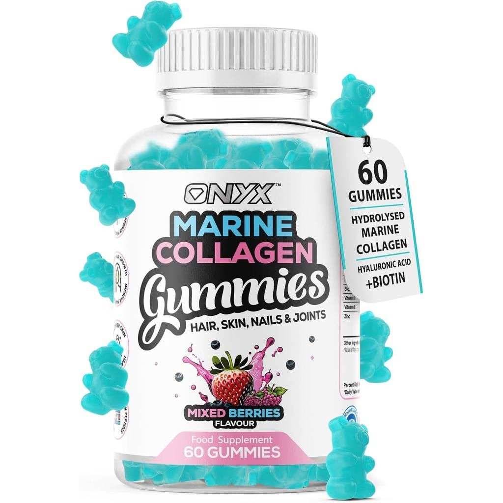 Onyx Marine Collagen 2200mg พร้อมกรดไฮยาลูโรนิกและไบโอติน - อาหารเสริมคอลลาเจนสําหรับผู้หญิงและผู้ชา