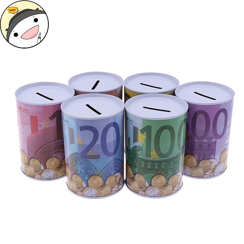 Lanf Euro Dollar Money Box ปลอดภัยกระบอก Piggy Bank Bank สําหรับเหรียญกล่องฝากเงิน EN