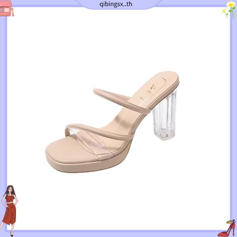 heels heels for women 2024 ผู้มีอิทธิพล ร้อนขายหนึ่งคําสายรัดสไตล์นางฟ้าเพิ่มความสูงรองเท้าเดียวขนาด