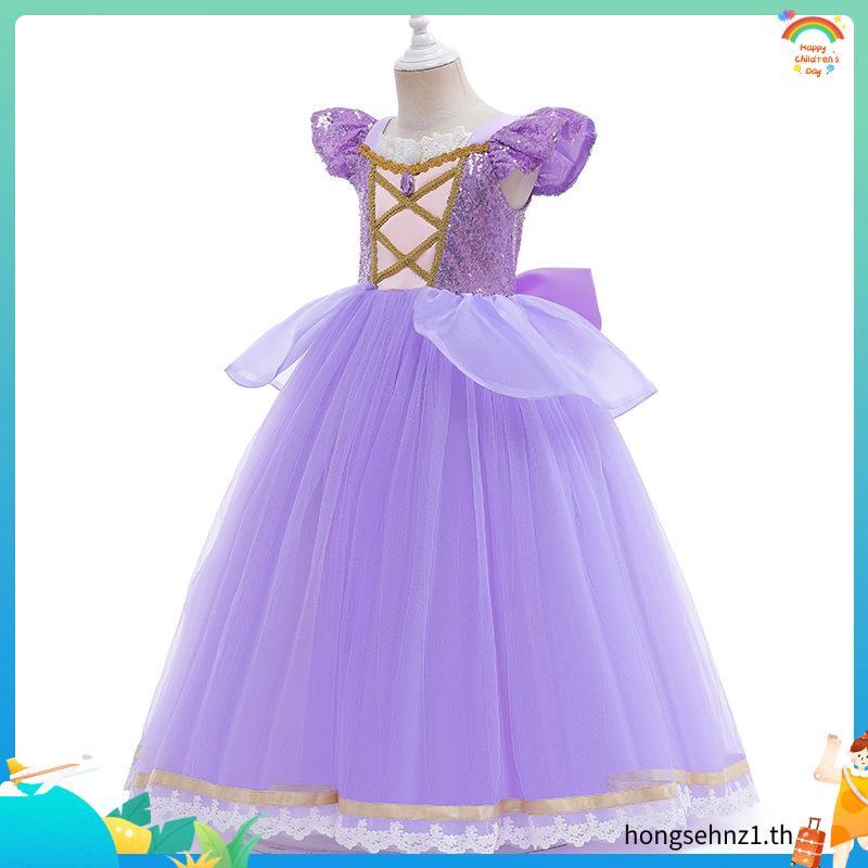 ชุดเดรสคอสเพลย์เจ้าหญิง Le Pei Rapunzel สีม่วง สําหรับเด็กผู้หญิง เหมาะกับงานปาร์ตี้ฮาโลวีน