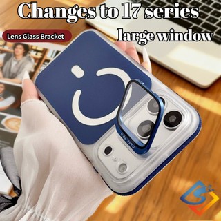 Lens วงเล็บกระจก + iPhone 17 Big WindowMagnetic สําหรับ iPhone 17 Pro Max 16 15 14 13 Pro Max Plus กรอบกันลื่น Anti Fall ฝาครอบกันกระแทก