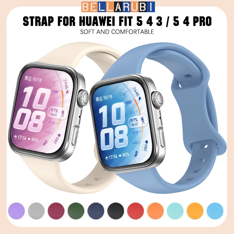 วงซิลิโคนกีฬาบาง for Huawei Watch Fit 5 4 3 / 5 Pro / 4 Pro สายรัดข้อมือยาง อุปกรณ์เสริมสร้อยข้อมือ