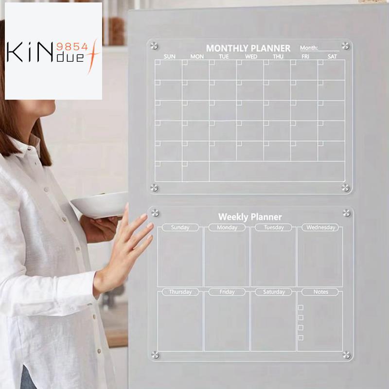 Magnetic Acrylic Calendar Board Markers & Magnetic Pen Holder สําหรับตู้เย็นตู้เย็นตู้เย็นรายเดือนแห