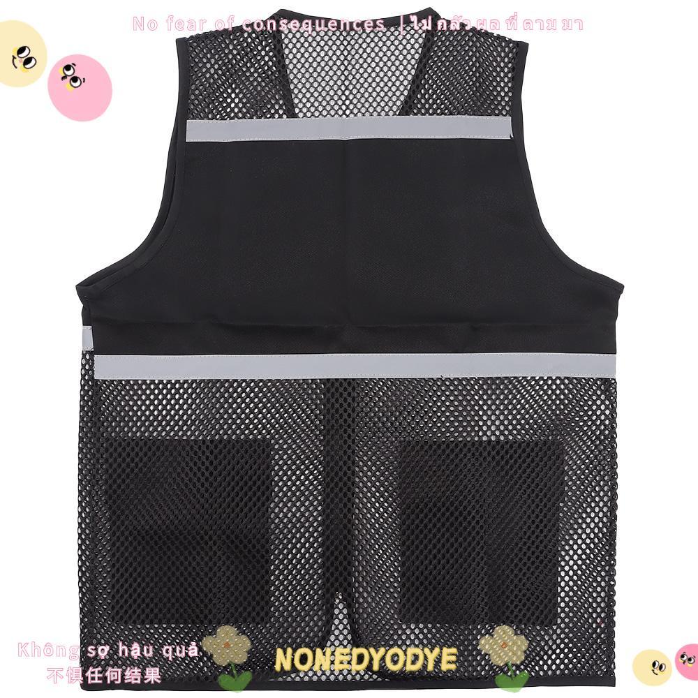 Nongyodye พร้อมแถบสะท้อนแสง, เสื้อกั๊กเสื้อความปลอดภัยผ้าระบายอากาศ, สําหรับเดิน Spandex สีดําพร้อมเสื้อกั๊กตาข่ายซิปการก่อสร้างการจราจรรถไฟ Metro
