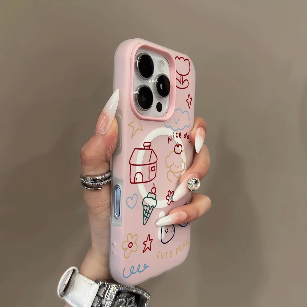 เคสไอโฟน 13 11 สำหรับ IPhone 16 17 Air 15 12 14 Pro Max XR Max 7 8 รูปติด แรงดึงดูดแม่เหล็ก GDCX509A