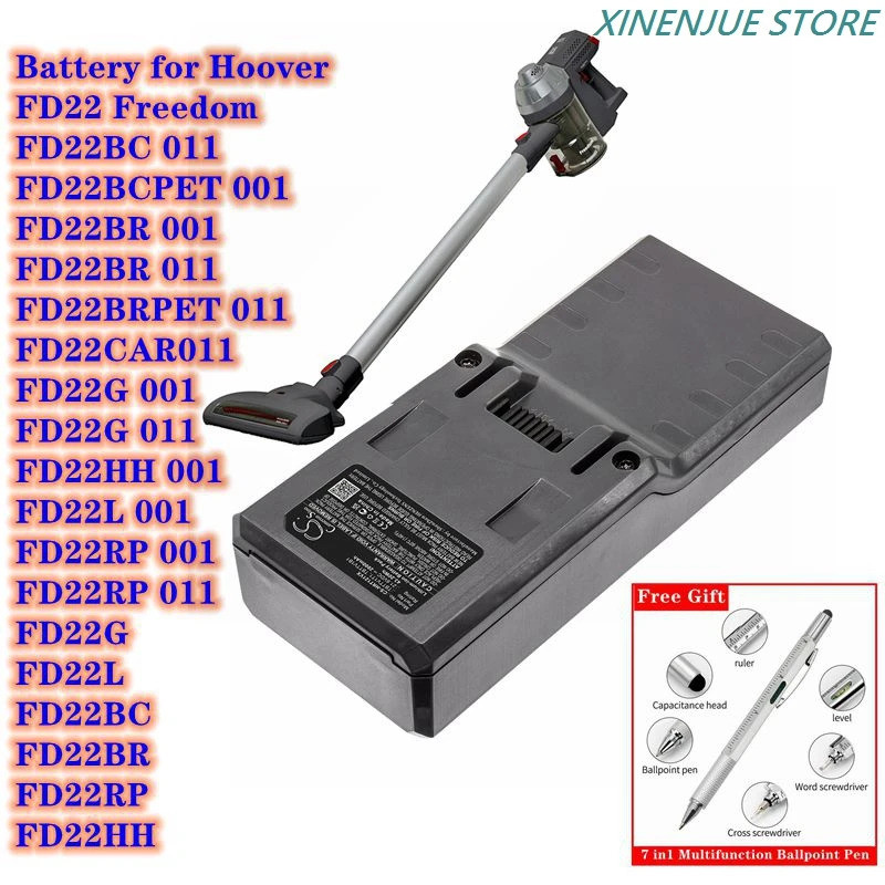 แบตเตอรี่เครื่องดูดฝุ่น 21.6V/2000mAh TBTTV1T1,TBTTV1B1 สําหรับ Hoover FD22G,FD22L,FD22BC,FD22BR,FD2