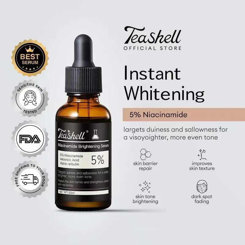Teashell Whitening Serum สูตร Niacinamide 5% และ Alpha Arbutin 30 ml - ลดจุดด่างดํา เพิ่มความกระจ่างใส