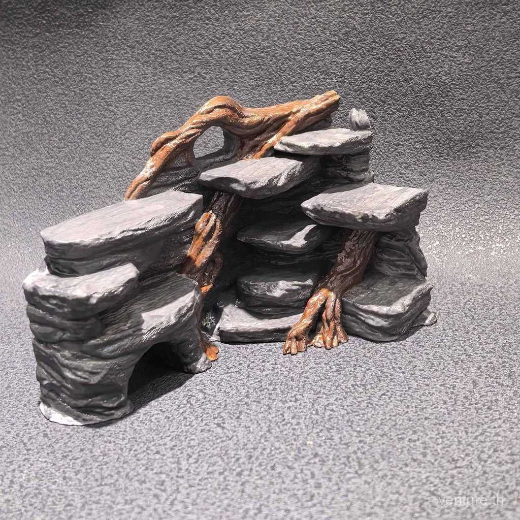 Songshan หินถังปลาเครื่องประดับภูมิทัศน์ประดับ Rockery กุ้งปลา Hiding House เหมาะสําหรับหลาย Fe