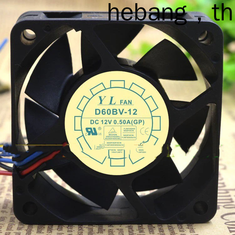 Yuelun D60BV-12 6025 12V 0.50 A 6 ซม./ซม. พัดลมระบายความร้อนเซิร์ฟเวอร์ปริมาณอากาศสูง