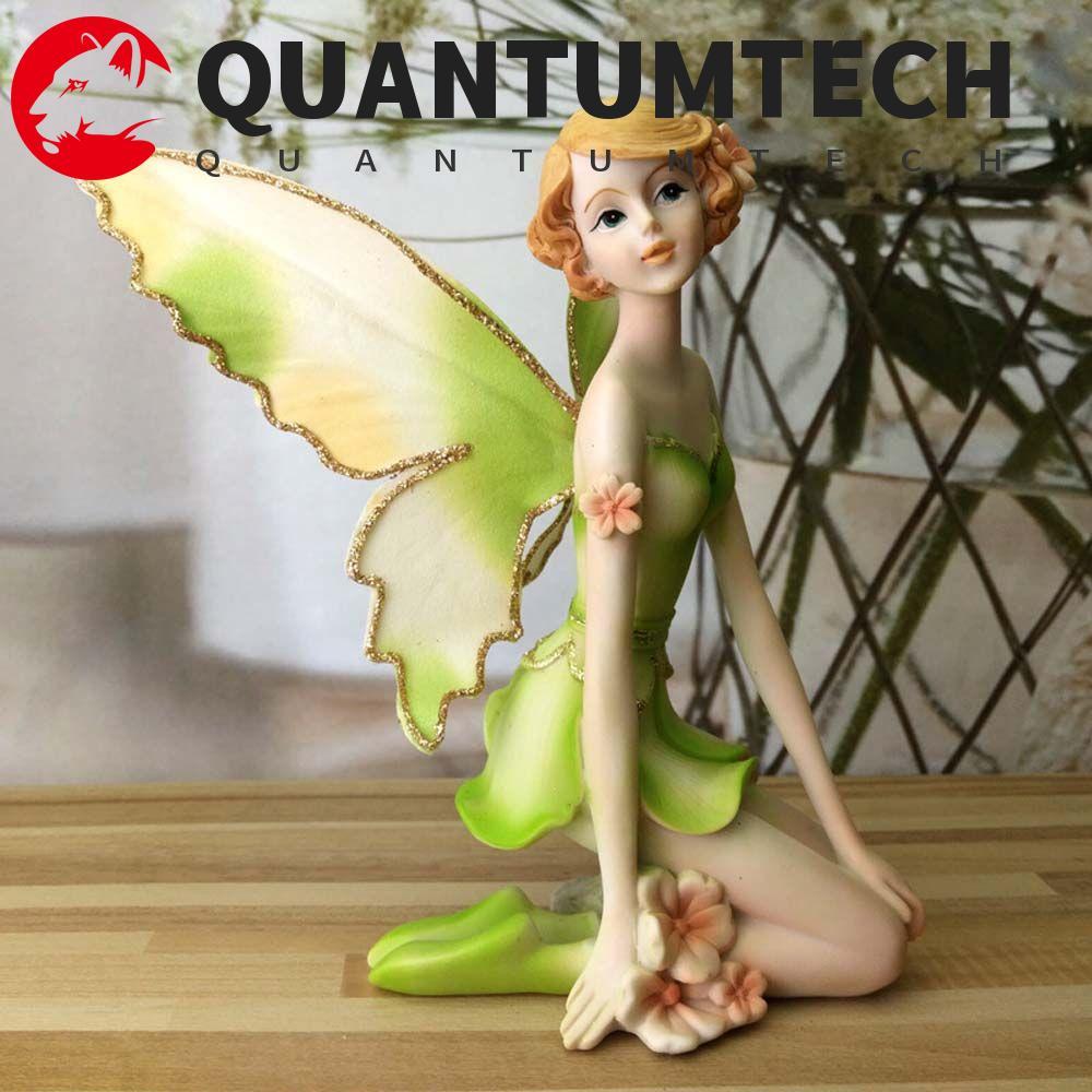 QUANTUMTECH ดอกไม้ fairy เรซิ่น DIY เครื่องประดับบ้าน Fairy Garden Wing Fly Miniatures