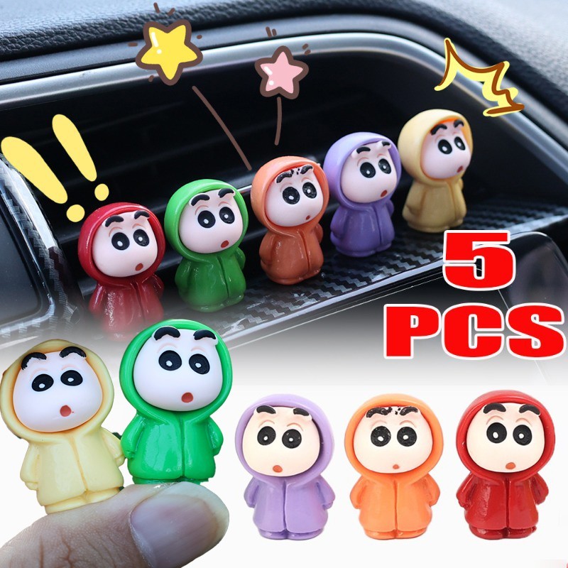 5 ชิ้นการ์ตูน Crayon Shin-chan แดชบอร์ดรถตกแต่ง - เครื่องประดับติดรถยนต์สําหรับกระจกมองหลัง