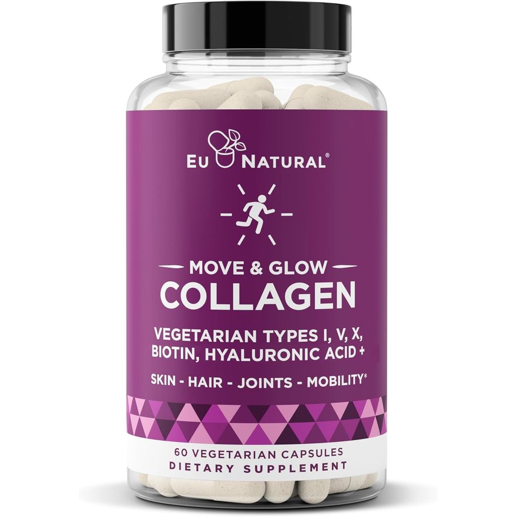 Move & Glow Collagen Pills for Women & Men - มังสวิรัติ Multi-Collagen (Type I-V-X) พร้อม Superfoods