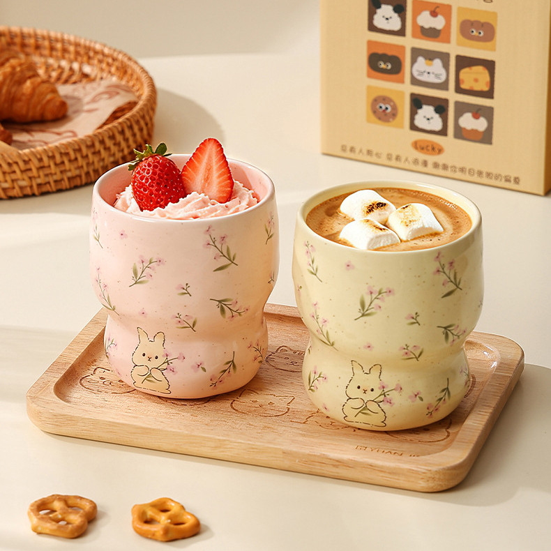 🍋350 มล.ถ้วยกาแฟลาเต้เซรามิกกระต่ายน่ารักขนาด🐰  | ถ้วยนมน่ารัก | ไมโครเวฟ-ปลอดภัย & ทนความร้อน | ถ้วยน้ําสําหรับบ้าน/สํานักงาน