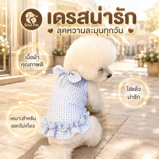 🐱🐕เสื้อสุนัขพันธ์ุเล็ก เสื้อแมวน่ารัก เสื้อผ้าสัตว์เลี้ยงเย็น กระโปรงลายตาราง ผ้าระบายอากาศได้ดี