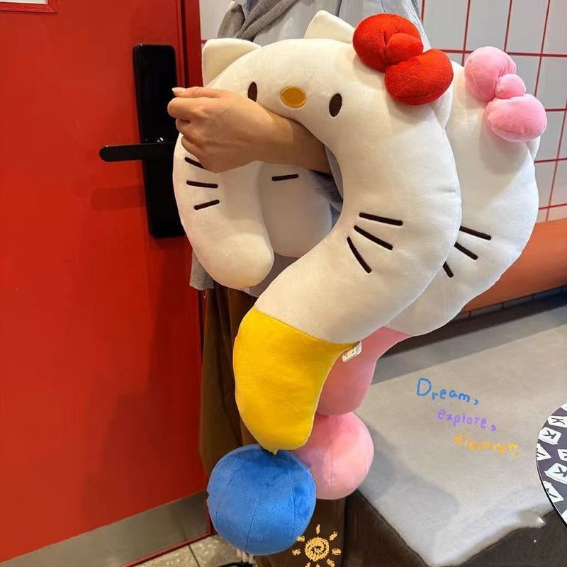 可爱创意问号少女kitty午睡枕头沙发生日礼物长途旅行颈枕送女生Cartoon Nap Pillow Office Nap Pillow Portable Travel Neck Pillow Stu