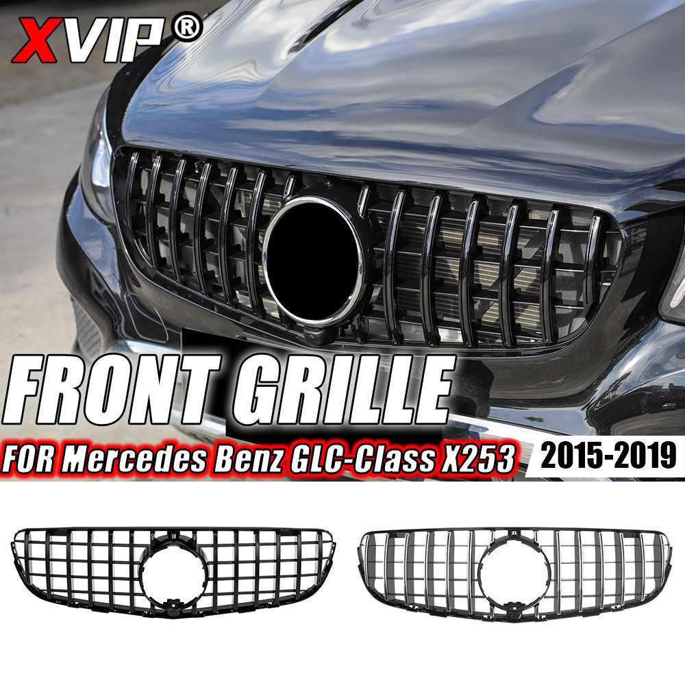 XPVIP ด้านหน้า Chrome สีดําเพชรสไตล์ Racing Grilles สําหรับ Mercedes Benz GLC-Class X253 2015-2019 G