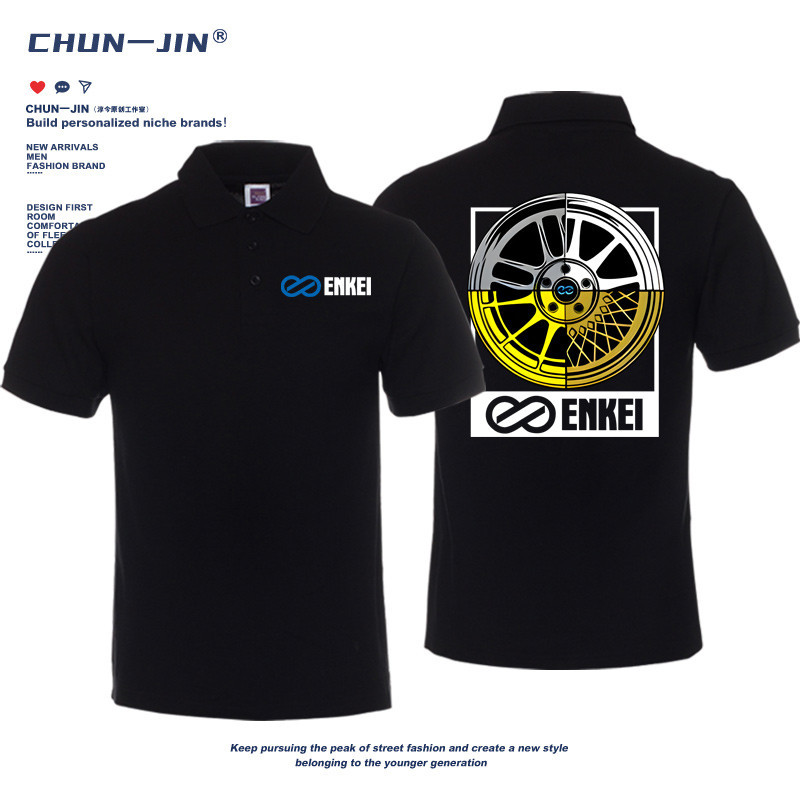 เสื้อโปโล ENKEI RPF1 RS05RR รถแต่งสไตล์ญี่ปุ่น 100% คอตตอน ลายกราฟิก JDM คลาสสิก แขนสั้น ลำลอง