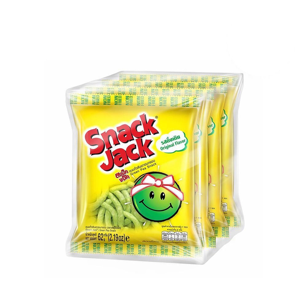 [สินค้าส่งด่วน] สแน็คแจ๊ค ขนมถั่วลันเตาอบกรอบ รสดั้งเดิม 62 กรัม แพ็ค 4 SNACK JACK ORIGINAL FLAVOUR 62 G. PACK 4