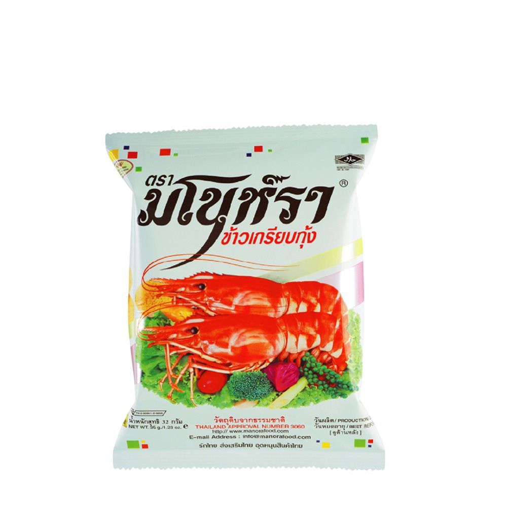 [สินค้าส่งด่วน] มโนราห์ข้าวเกรียบ กุ้งทอด 32ก. MANORA CHRIMP SNACK 32 G.