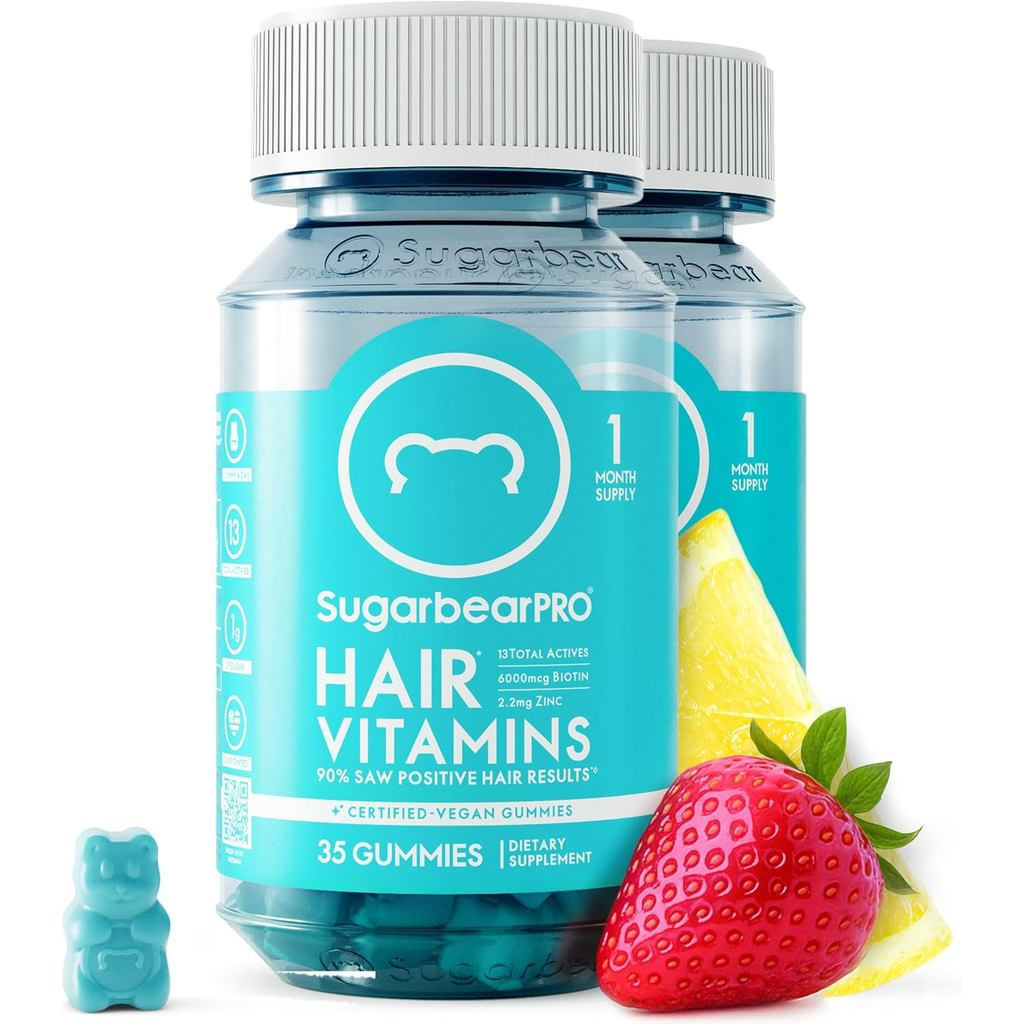 Sugarbar Hair วิตามินเยลลี่สองเดือน Super Biotin 6,000 ไมโครกรัม ผู้ชายผู้หญิง Growth วิตามินมังสวิร
