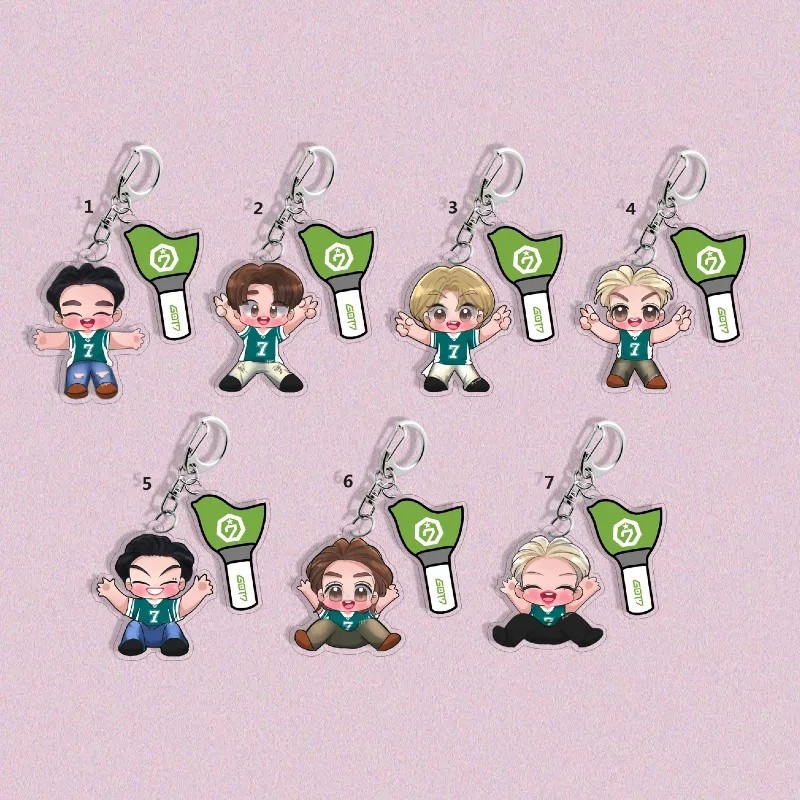 GOT7 Jackson Wang Youngjae Chibi Mica พวงกุญแจอะคริลิค Lightstick กระเป๋าเป้สะพายหลังตกแต่งอุปกรณ์เส