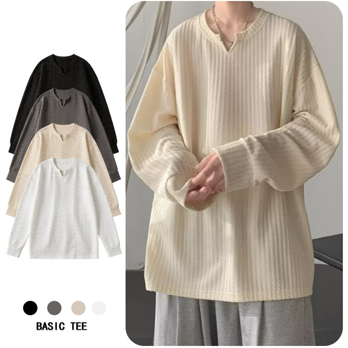 เสื้อสเวตเตอร์แบบคอวีแขนยาวไซส์ใหญ่ สไตล์เกาหลีล่าสุด