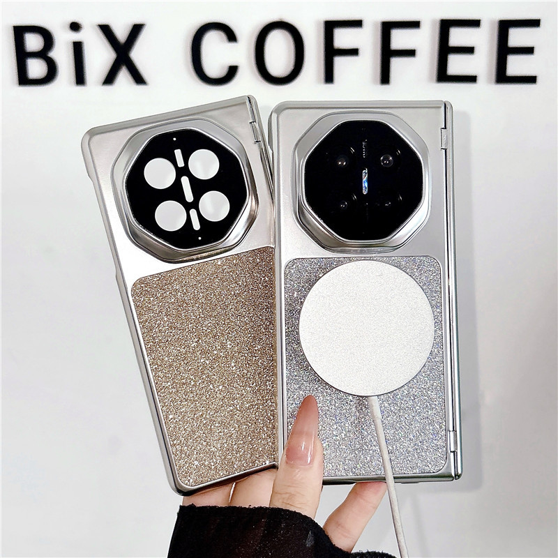 หนังไฟฟ้าเคสโทรศัพท์สําหรับ Huawei Mate X7 X6 MateX7 MateX6 5G Double Center Axes แม่เหล็กชาร์จไร้สา