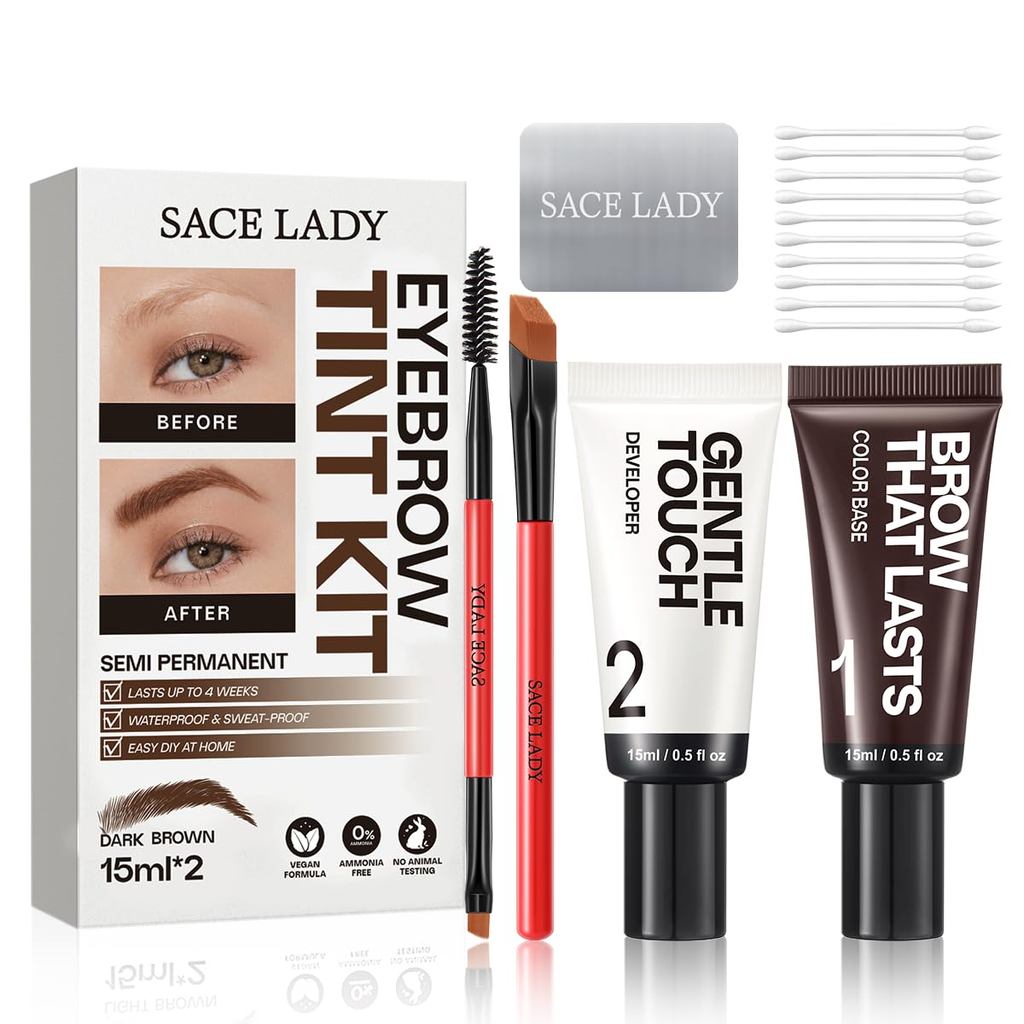 SACELADYคิ้วสีKitforWomen,LongLastEffectUpto4Weeks,กันน้ํา,BrowsCreamColorDIYatHome,Vegan&CrueltyFre
