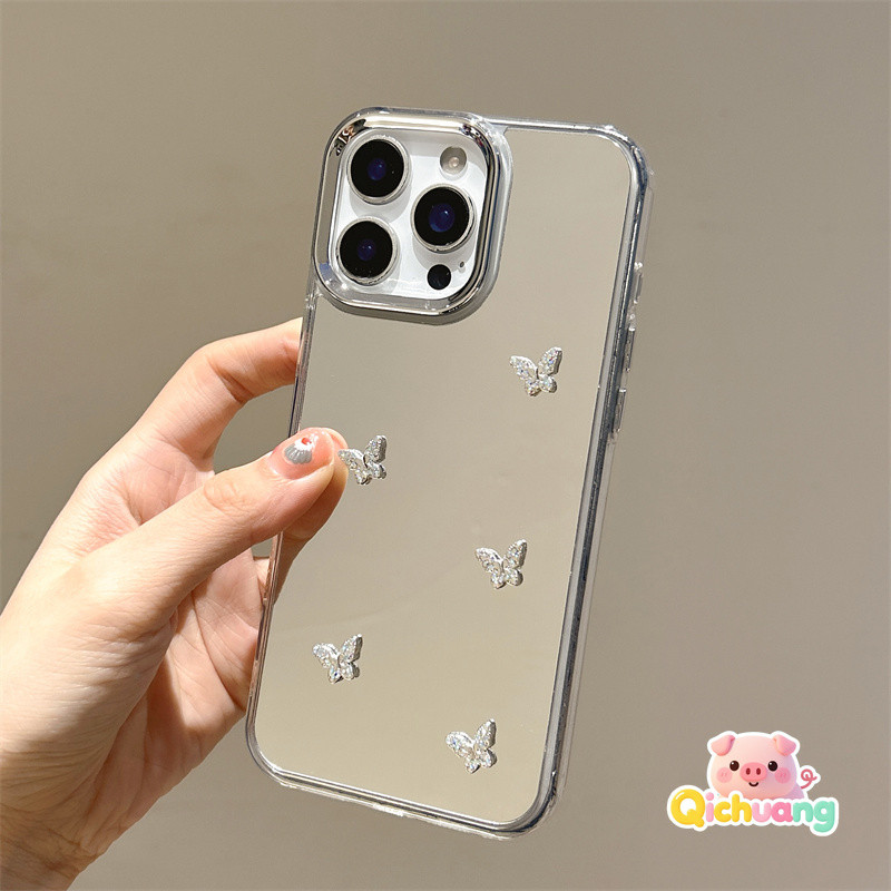 กระจกแต่งหน้ากรณีเงาRhinestone ButterflaiesสําหรับOPPO A38 A33 A32 A31 A18 A17K A17 A15S A15 A12E A1
