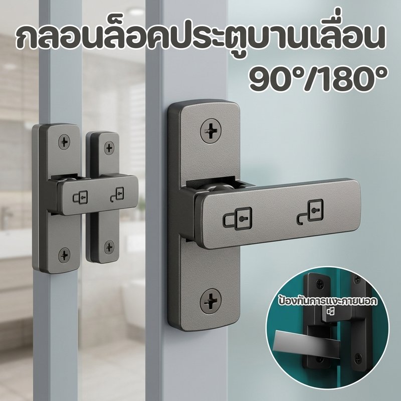ล็อคประตูบานเลื่อนโลหะผสมสังกะสีบาร์นสลักเรืองแสงในที่มืดความปลอดภัยความเป็นส่วนตัวตู้หน้าต่างห้องน้ํา