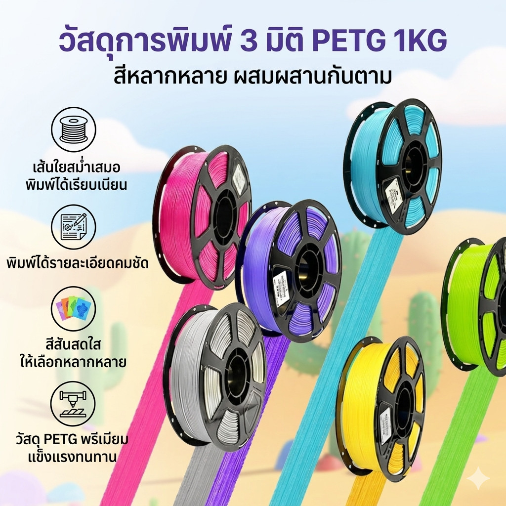 พาสเทล Matte PETG Filament 1.75mm 1kg เส้นพลาสติก 3D พร้อมส่ง คุณภาพสูง แข็งแรง ทนทาน