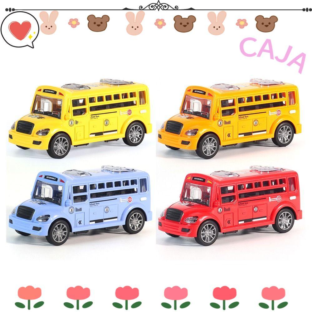 CAJA1 รถเฉื่อยของเล่น Drop-proof Openable ประตูไม่มีแบตเตอรี่ที่จําเป็น School Bus Campus Bus