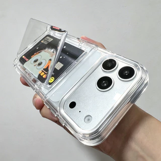 หรูหราโปร่งใสพลิกประเภทผู้ถือบัตรสําหรับiPhone 17 Pro Max 17 Air 16 Pro Max 15 14 13 Pro Max 15 16 Plus 12 Pro Max 11 15 Pro MaxกันกระแทกTPU + อะคริลิคเคสโทรศัพท์ใส