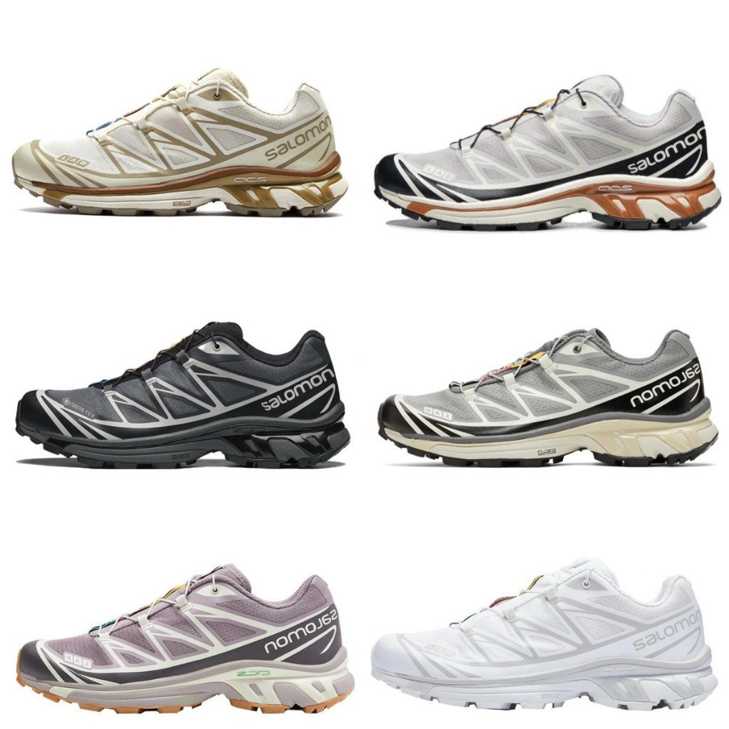 รองเท้าเดินป่ากันน้ำสำหรับผู้ชายและผู้หญิง SALOMON XT6 GORETEX GTX สีเงิน-ดำ รองเท้ากันกระแทกสไตล์พ่