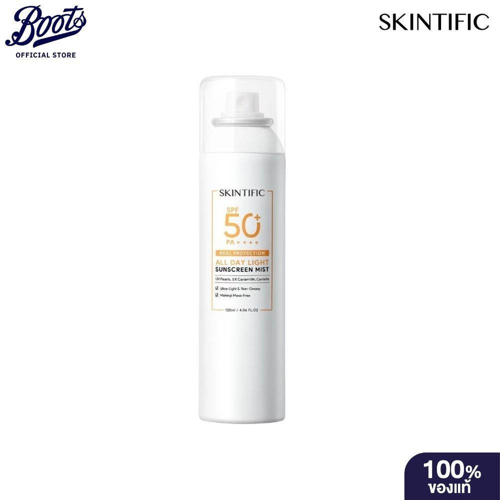 Skintific-All Day Light Sunscreen Mist Spf 50 120Ml สกินทิฟิค ออล เดย์ ไลท์ ซันสกรีน มิสท์ เอสพีเอฟ 50 พีเอ++++ 120 มล.