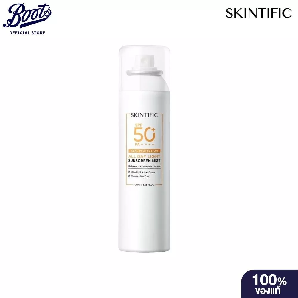 Skintific-All Day Light Sunscreen Mist Spf 50 120Ml สกินทิฟิค ออล เดย์ ไลท์ ซันสกรีน มิสท์ เอสพีเอฟ 50 พีเอ++++ 120 มล.