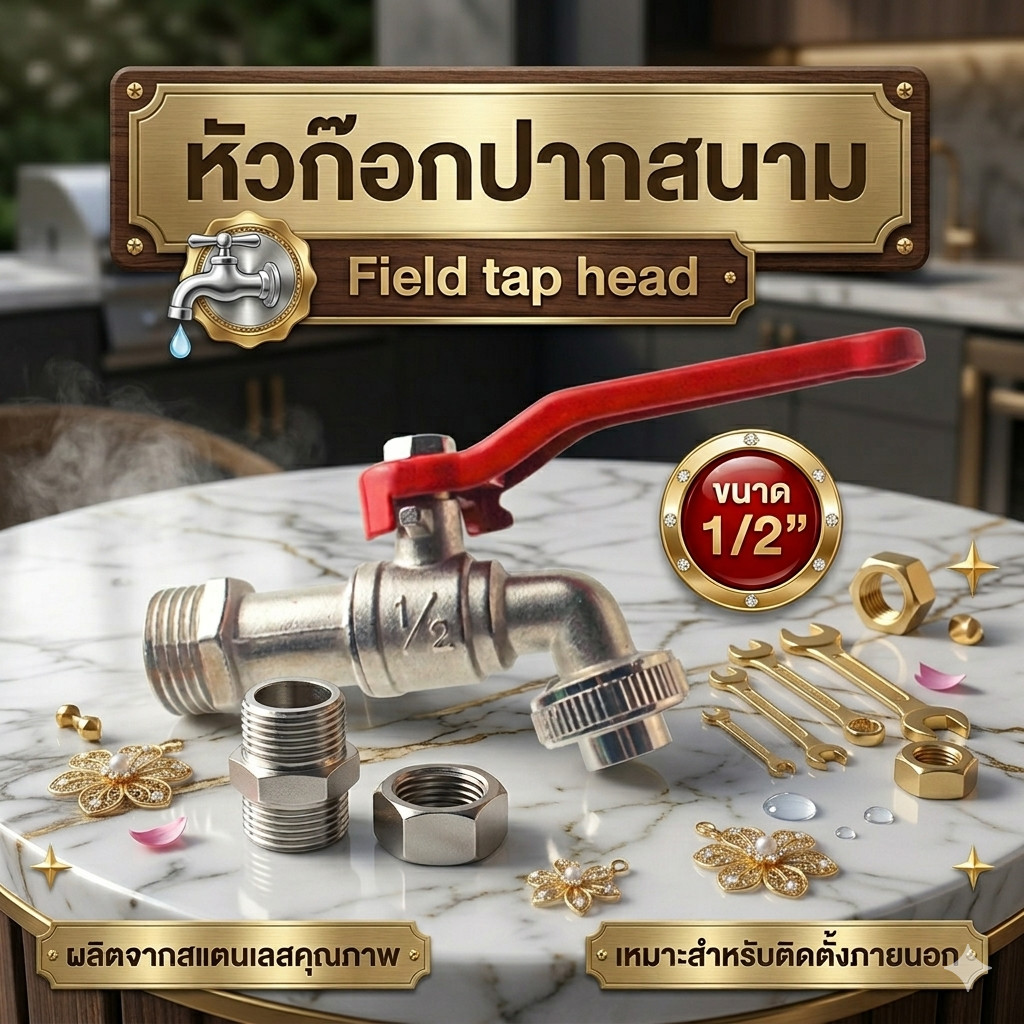 ก๊อกสนาม 1/2 นิ้ว 4หุน ก๊อกบอลสนามด้ามแดง หัวก๊อกปากสนาม ก๊อกบอลสนาม คุณภาพได้มาตรฐาน แข็งแรง ทนทาน สแตนเลส