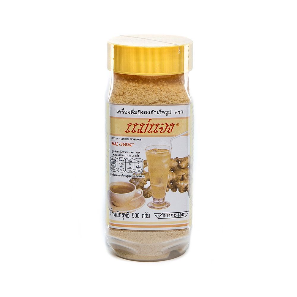 แม่แจงขิงผง ขวดใหญ่ 500ก. INSTANT GINGER TEA MAE-CHAENG 500 G.