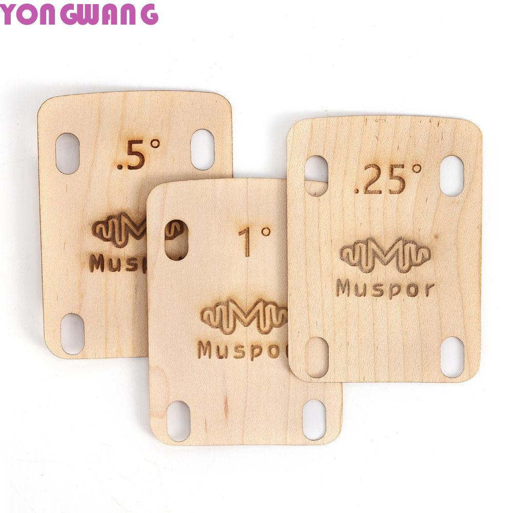 YONGWANG66HR 3 ชิ้นกีตาร์คอ Shims, 0.25 0.5 1 องศา Maple แผ่นกีตาร์ Maple แผ่น, เปลี่ยนความหนาไม้กีต