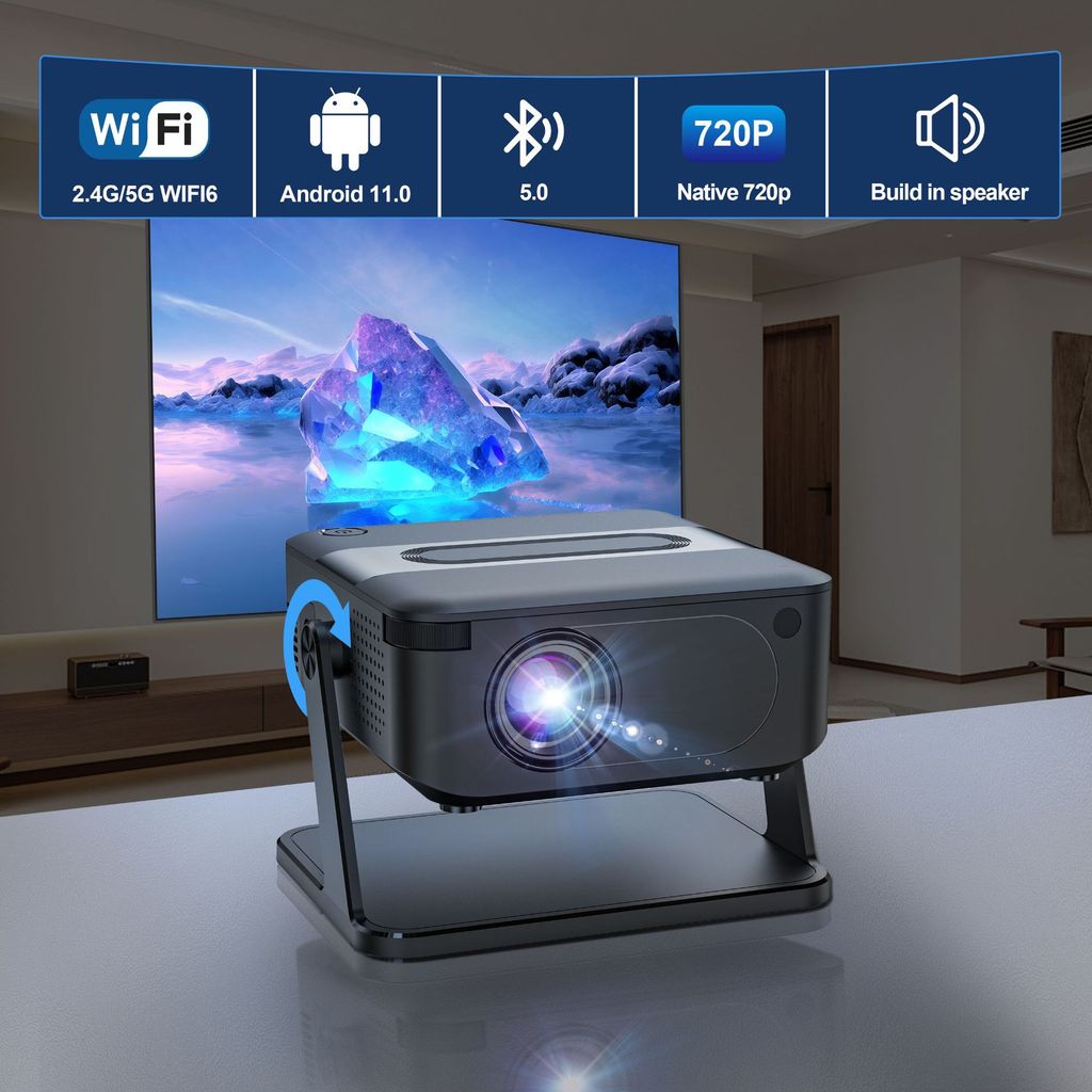 HA109 โปรเจคเตอร์ Home Gimbal HD แบบพกพาสํานักงาน wifi มินิโฮมเธียเตอร์โปรเจคเตอร์