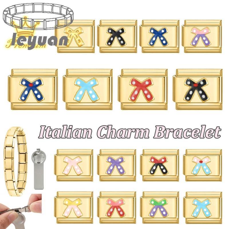 Bowknot Elements สร้อยข้อมือ Charm อิตาเลี่ยน Fit 9 มม.สแตนเลส DIY เครื่องประดับทําอุปกรณ์เสริมสร้อย