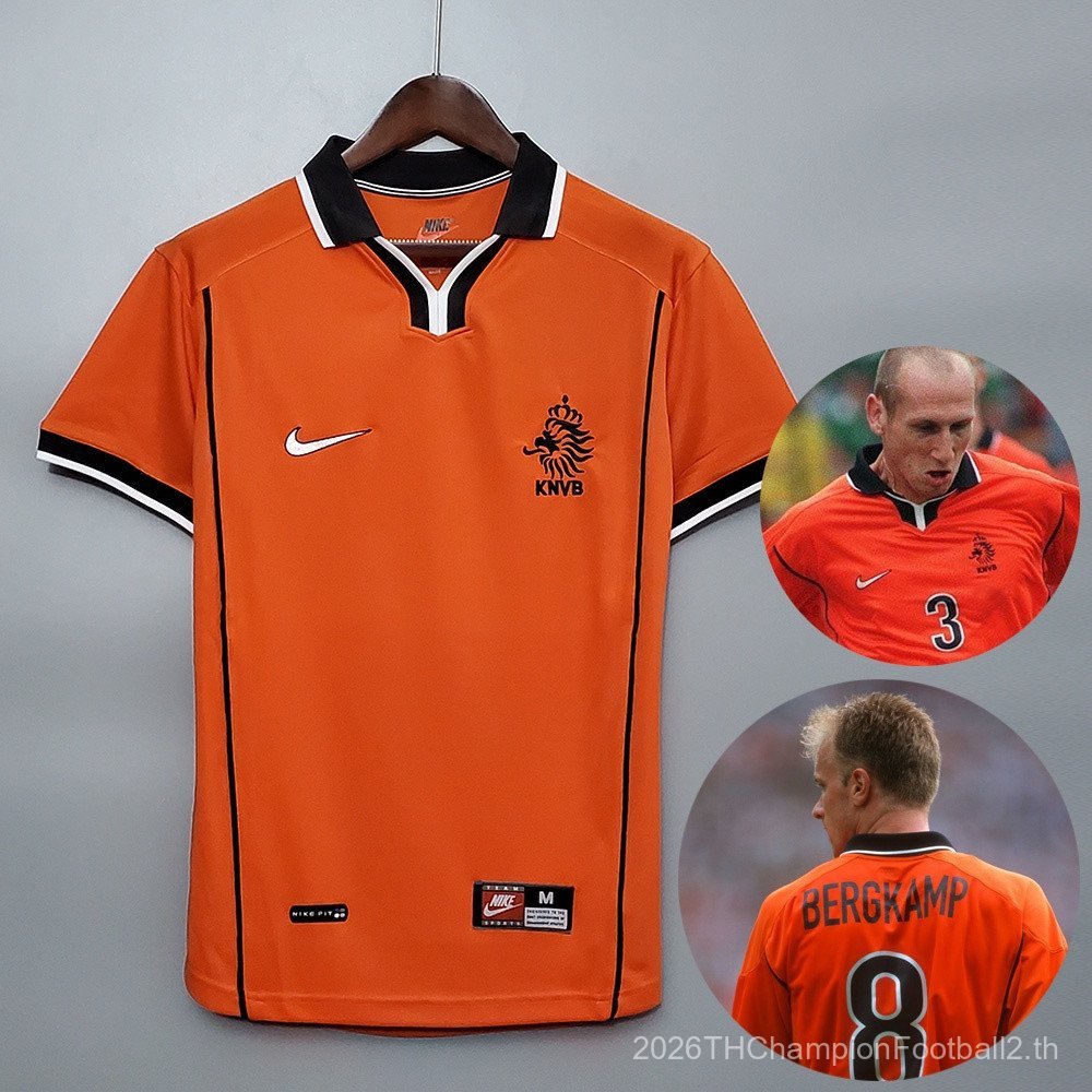 Player Version SSS+1998 เนเธอร์แลนด์ Holland Retro Home Football Jersey การปรับแต่งชื่อหมายเลข Vinta
