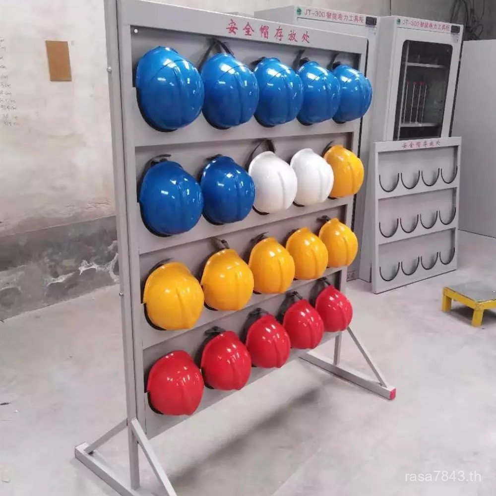 Display Rack Rack Hanger Place Head Cap โรงงานไฟฟ้าหัว Cap Wall Construction Site Rack หมวกนิรภัยชั้