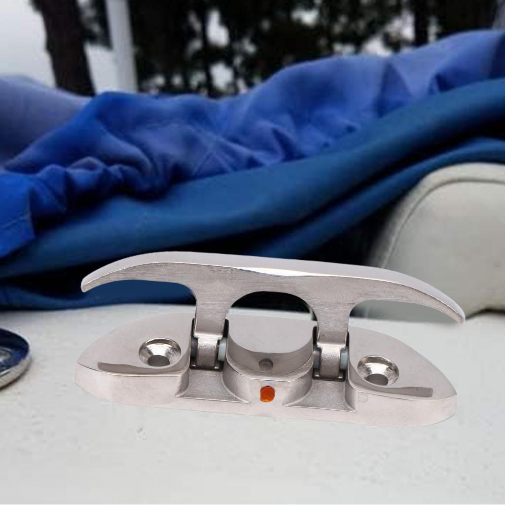 Outdoor_sports.th 2PCS Flip Up Dock Cleat สแตนเลส 4.5in พับ Marine Deck เชือกสำหรับเรือเรือยอชท์ชั้น